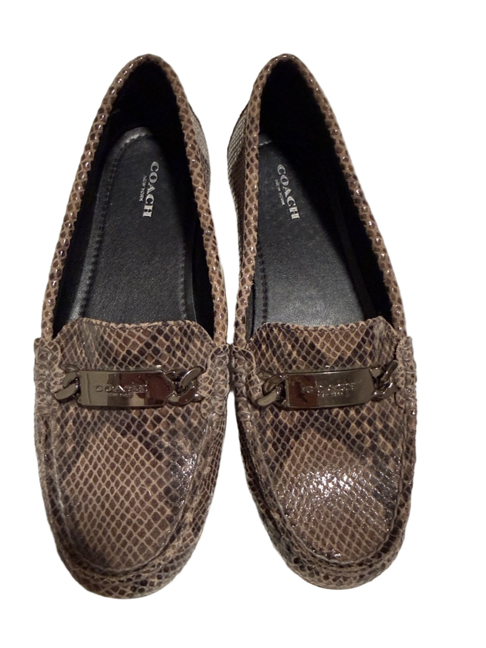 Coach Womens Fredrica Loafers Snake Print Leather Sz 7.5